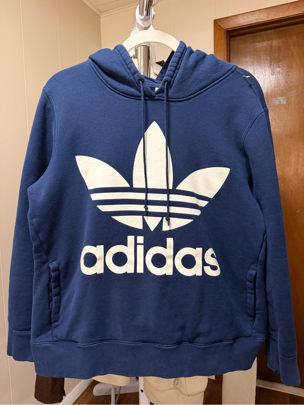 adidas Navy Pullover Hoodie with White Trefoil